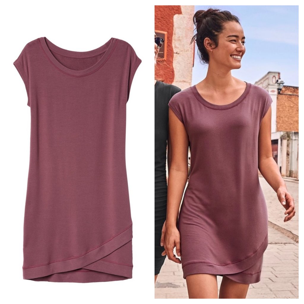 Athleta Beyond Soft Crisscross Hem Dress Small Rose Pink Athletic Yoga